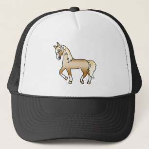 Palomino Trotting Horse Cute Cartoon Illustration Trucker Hat