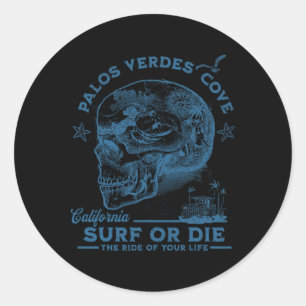 Palos Verdes Beach Surfing Girl Pacific Ocean Surf Classic Round Sticker