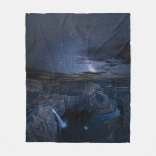 Palouse Falls Park & Milky Way Washington State Fleece Blanket