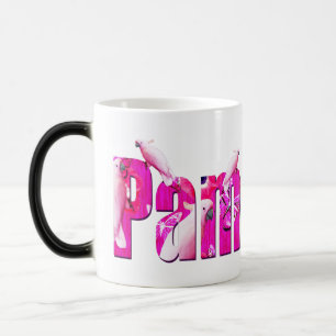 Pam, Name Logo With White Parrots, Magic Mug