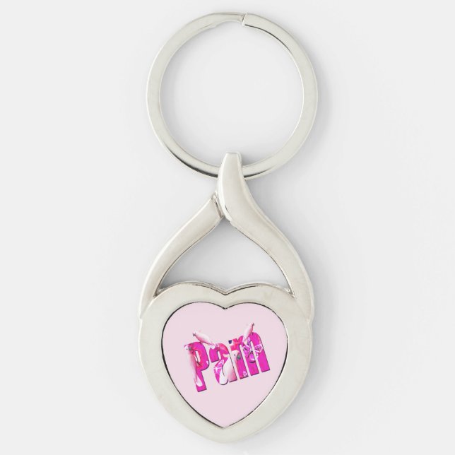 "Pam" Name Made With Australian Cockatoos, Key Ring (Front)
