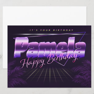 Pamela Name Vorname lila retro Karte Geburtstag Card