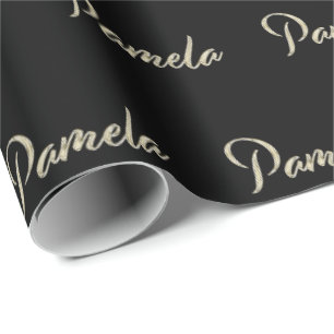 Pamela white gold Handwriting Geschenkpapier Wrapping Paper
