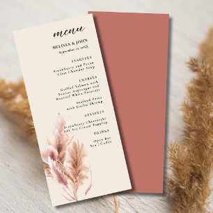 Pampa Grass Boho Wedding Menu