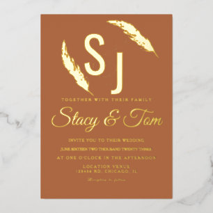 Pampas Ampersand Pressed  Foil Invitation