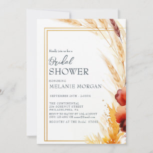 Pampas Autumn Beige Bridal Shower Invitation