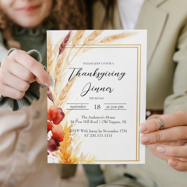 Pampas Autumn Thanksgiving Dinner Invitation (Creator Uploaded)