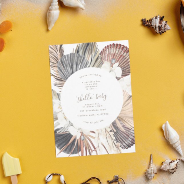 Pampas Boho Beach Shell Baby Shower Invitation (Creator Uploaded)