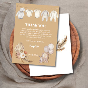 Pampas Boho We Can Bearly Wait Baby Shower Thank You Card