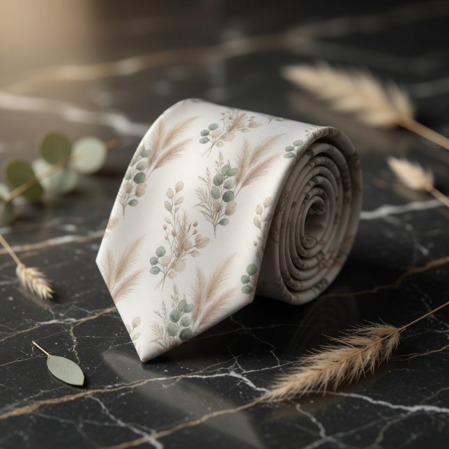  Pampas Eucalyptus Dried Botanical Garland Pattern Tie (Creator Uploaded)