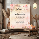 Pampas floral butterfly wedding program timeline poster<br><div class="desc">A modern,  elegant wedding program,  timeline.  Blush,  rose gold gradient background decorated with pampas grass and blush pink florals,  roses,  butterflies. Personalise and add your names and wedding details. Black coloured letters.  If you have more text it's possible to reduce the line space.</div>