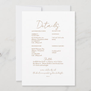 Pampas Gold Text Wedding Detail Invitation