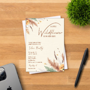 Pampas Grass A Little Wildflower Baby Girl Shower Acrylic Invitations