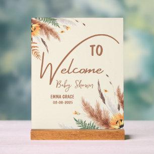 Pampas Grass A Little Wildflower Baby Girl Shower Acrylic Sign