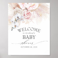 Pampas Grass and Anthuriums Baby Shower Welcome