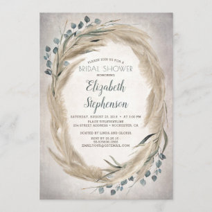 Pampas Grass and Greenery Boho Bridal Shower Invitation