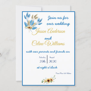 Pampas grass and Sunflowers Wedding Invitation