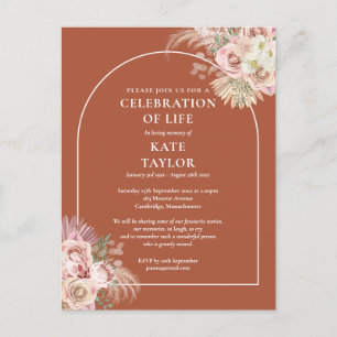 Pampas Grass Arch Celebration Of Life Funeral Postcard