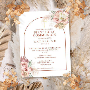 Pampas Grass Arch First Holy Communion Invitation Postcard