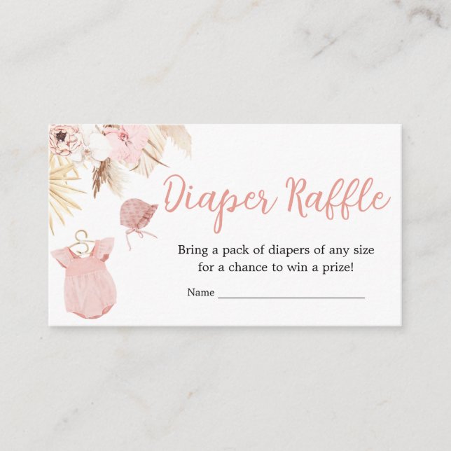 Pampas Grass Baby Clothes Diaper Raffle Enclosure Card (Front)