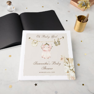Pampas Grass Baby Girl Clothesline Baby Shower Guest Book