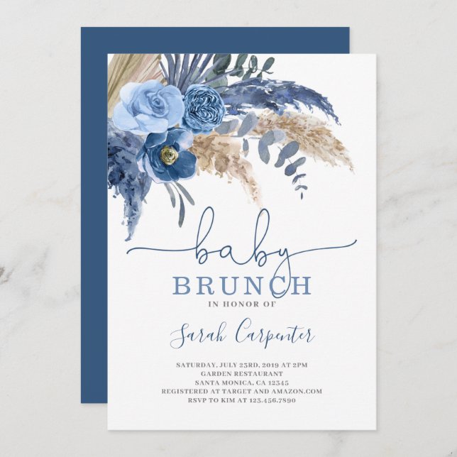 Pampas Grass Baby Shower Boy invitation (Front/Back)