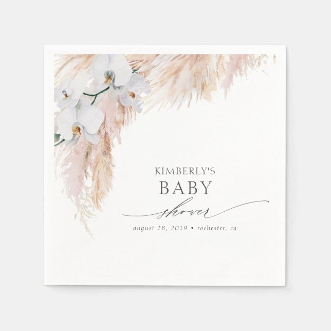 Pampas Grass Baby Shower / Bridal Shower Tropical Napkin (Front)