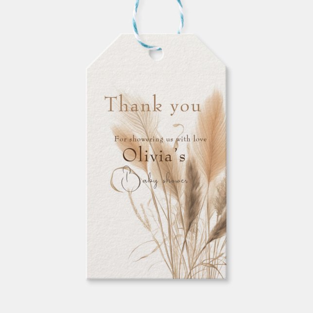 Pampas grass Baby shower  Gift Tags (Front)