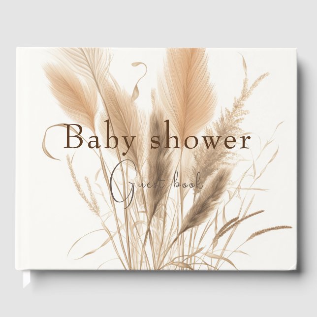 Pampas grass Baby shower  Guest Book (Front)