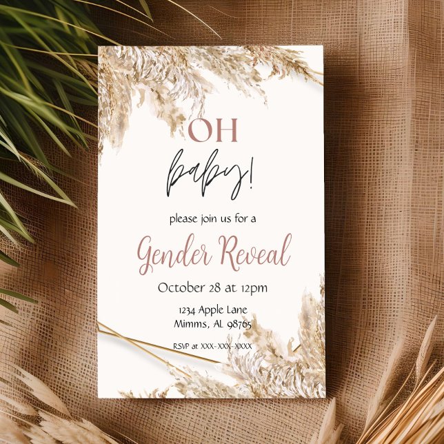 Pampas Grass Baby Shower Invitation | Neutral Boho (Creator Uploaded)