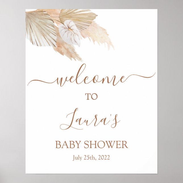 Pampas Grass Baby Shower Welcome sign (Front)