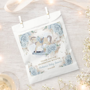 Pampas Grass Blue Floral Rocking Horse Baby Shower Favour Bags