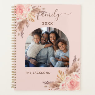 Pampas grass blush pink floral photo 2025 planner
