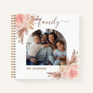 Pampas grass blush pink floral photo Boho Notebook