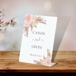 Pampas grass blush rose floral cards gifts sign<br><div class="desc">White background. Decorated with rose gold and pink florals,  roses and pampas grass. With the text: Cards and gifts. Thank you!</div>