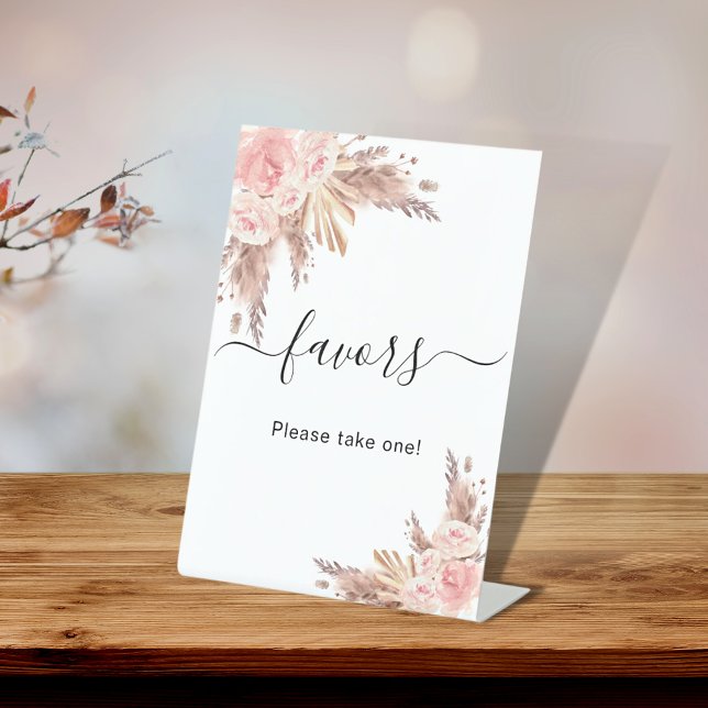 Pampas grass blush rose floral favours sign (Creator Uploaded)