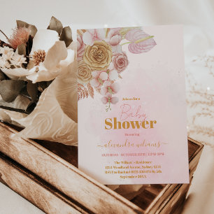 Pampas Grass Bohemian Boho Baby Shower Invitation