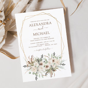 Pampas Grass Bohemian Boho Eucalyptus Wedding Invi Invitation
