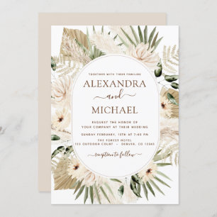 Pampas Grass Bohemian Boho Eucalyptus Wedding Invi Invitation