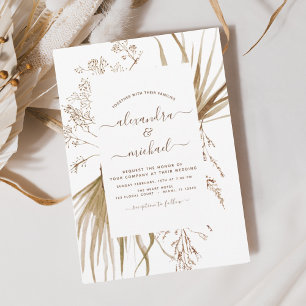 Pampas Grass Bohemian Boho Wedding Invitation