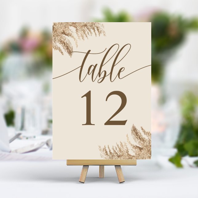Pampas Grass Bohemian Exotic Earthy Wedding Table Number (Creator Uploaded)
