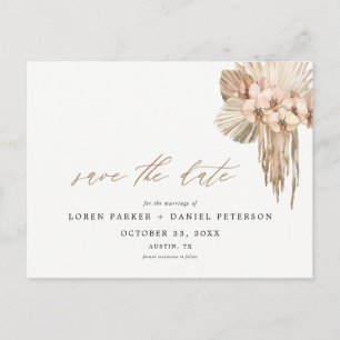 Pampas Grass Bohemian Save the Date Postcard