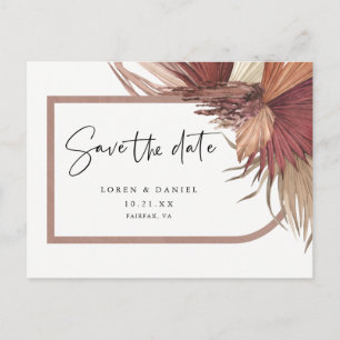 Pampas Grass Bohemian Save the Date Postcard