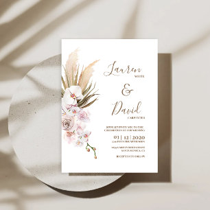 Pampas Grass Bohemian wedding Invitation