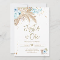Pampas Grass Boho ANY AGE Rustic Boy Birthday Invi
