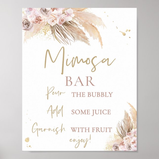 Pampas Grass Boho Baby Shower Decor Mimosa Sign (Front)