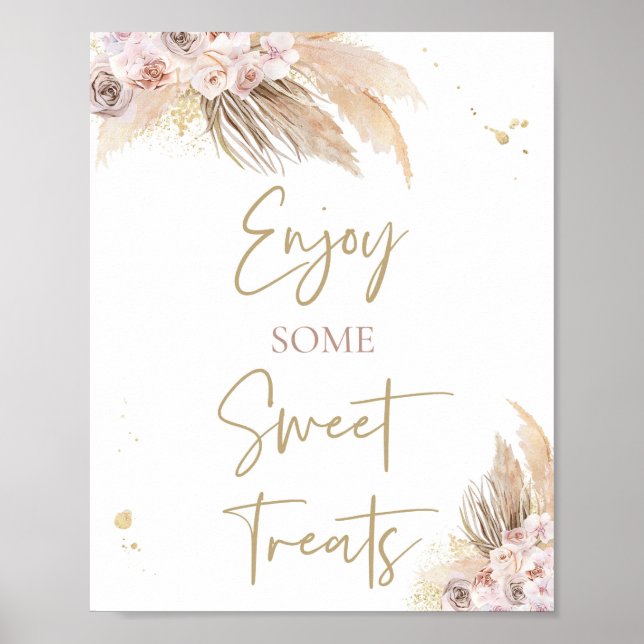 Pampas Grass Boho Baby Shower Favour Sign Decor (Front)