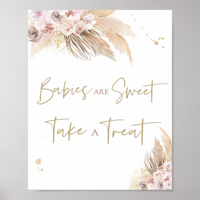 Pampas Grass Boho Baby Shower Favour Sign Decor (Front)