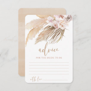 Pampas grass boho bohemian Advice for bride Enclosure Card