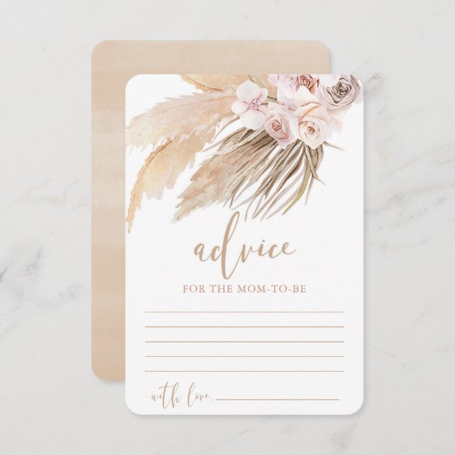 Pampas grass boho bohemian Advice for mum parents Enclosure Card (Front/Back)